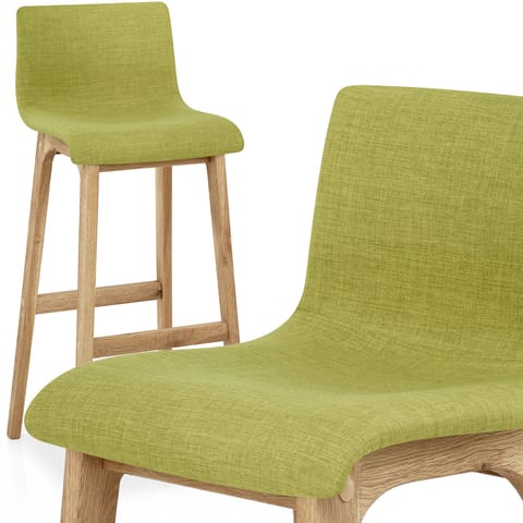 Drift Oak & Green Fabric Stool