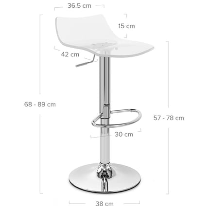 Crystal Bar Stool Clear Dimensions