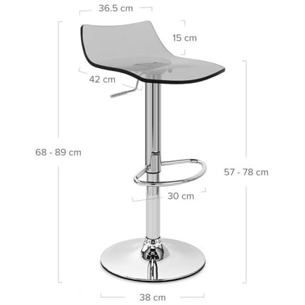 Crystal Bar Stool Smoked Dimensions