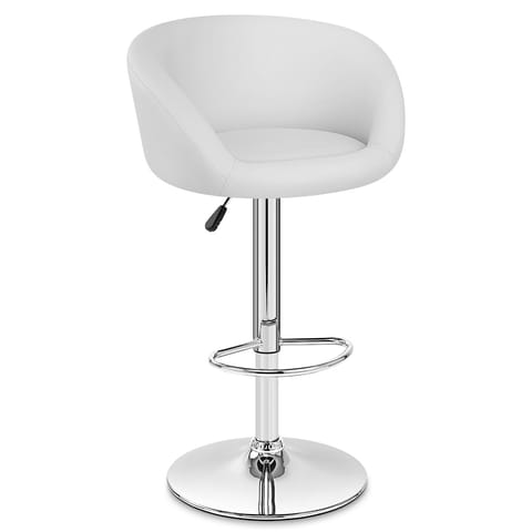 White Faux Leather Eclipse Bar Stool
