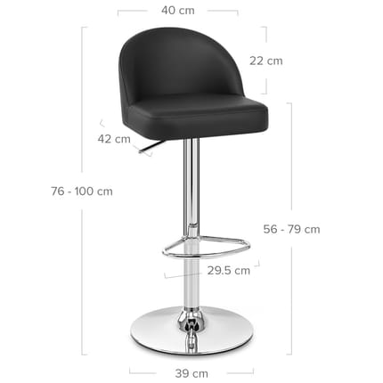 Mimi Chrome Stool Black Dimensions