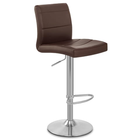 Brushed Steel Breakfast Bar Stool Brown