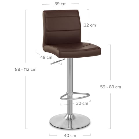 Brushed Steel Breakfast Bar Stool Brown