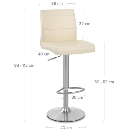 Brushed Steel Breakfast Bar Stool Cream Dimensions