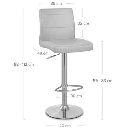 Brushed Steel Breakfast Bar Stool Grey Dimensions