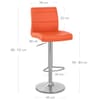 Brushed Steel Breakfast Bar Stool Orange