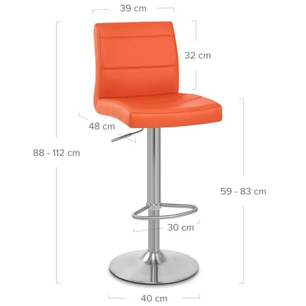 Brushed Steel Breakfast Bar Stool Orange Dimensions