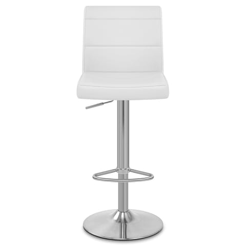 Brushed Steel Breakfast Bar Stool White