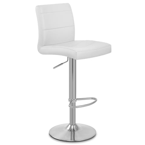 Brushed Steel Breakfast Bar Stool White
