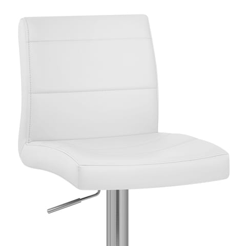 Brushed Steel Breakfast Bar Stool White