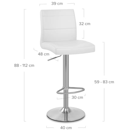 Brushed Steel Breakfast Bar Stool White Dimensions