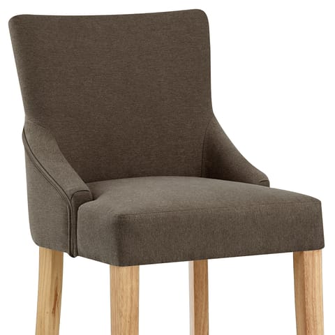 Magna Oak & Brown Fabric Bar Stool