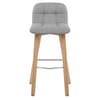 Hex Wooden Stool Grey Fabric