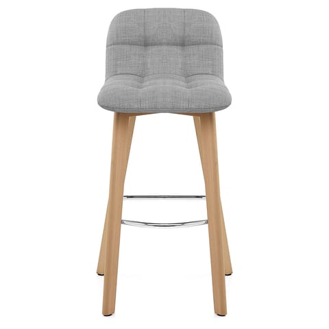 Hex Wooden Stool Grey Fabric