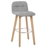 Hex Wooden Stool Grey Fabric