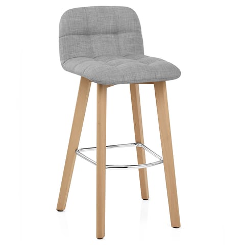 Hex Wooden Stool Grey Fabric
