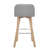 Hex Wooden Stool Grey Fabric