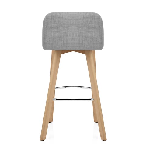 Hex Wooden Stool Grey Fabric