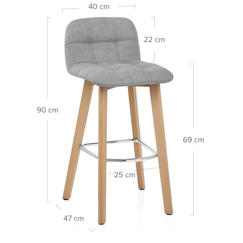 Hex Wooden Stool Grey Fabric