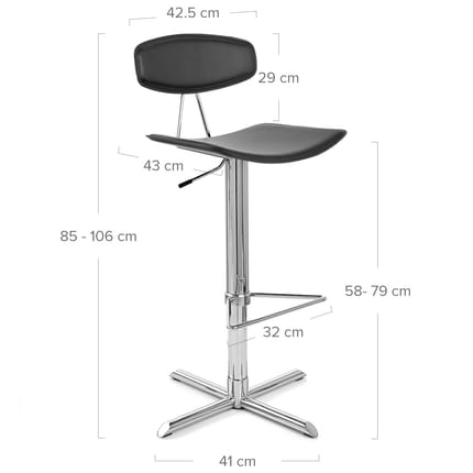 Blade Bar Stool Black Dimensions