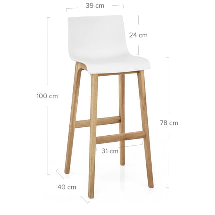 High Drift Oak & White Bar Stool Dimensions