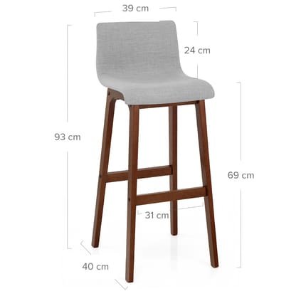 Drift Walnut & Light Grey Fabric Stool Dimensions