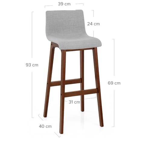 Drift Walnut & Light Grey Fabric Stool