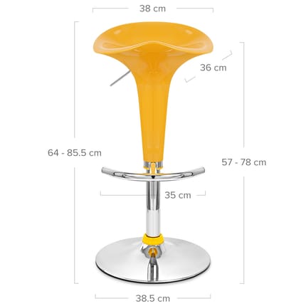 Gloss Coco Bar Stool Yellow Dimensions