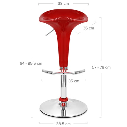 Gloss Coco Bar Stool Red Dimensions