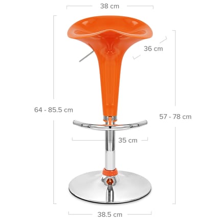 Gloss Coco Bar Stool Orange Dimensions