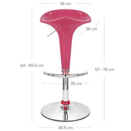 Gloss Coco Bar Stool Pink Dimensions