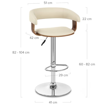 Orlando Bar Stool Cream & Walnut Dimensions