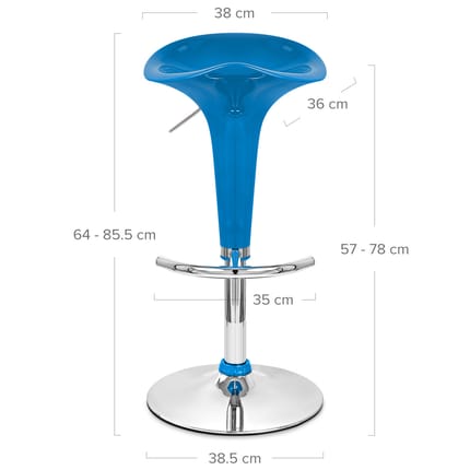 Gloss Coco Bar Stool Blue Dimensions