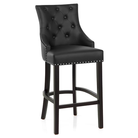 Ascot Bar Stool Black Leather