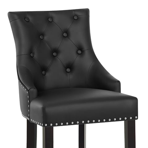 Ascot Bar Stool Black Leather