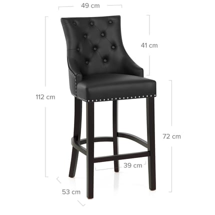 Ascot Bar Stool Black Leather Dimensions