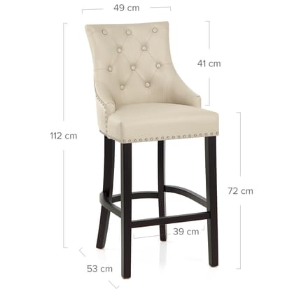 Ascot Bar Stool Cream Leather Dimensions