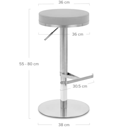 Oracle Brushed Steel Stool Grey Dimensions