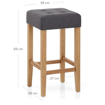 Oliver Oak Stool Charcoal Fabric Dimensions