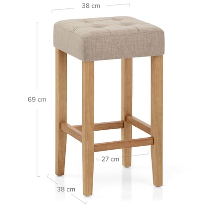 Oliver Oak Stool Tweed Fabric Dimensions