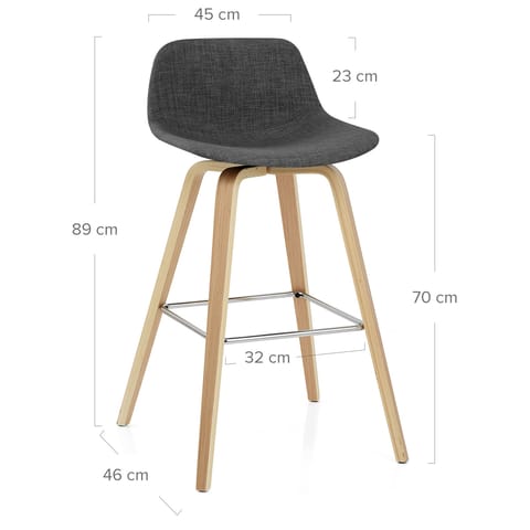 Reef Wooden Stool Charcoal Fabric