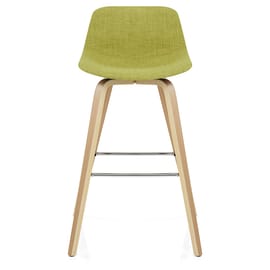 Reef Wooden Stool Green Fabric