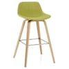Reef Wooden Stool Green Fabric