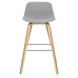 Reef Wooden Stool Grey Fabric