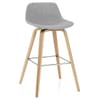 Reef Wooden Stool Grey Fabric