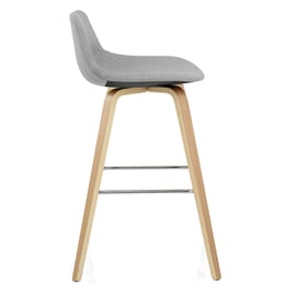 Reef Wooden Stool Grey Fabric