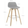 Reef Wooden Stool Grey Fabric