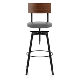 Urban Walnut Industrial Stool Grey