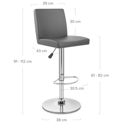 Topaz Bar Stool Grey Dimensions