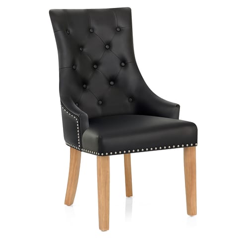 Ascot Oak Dining Chair Black Leather
